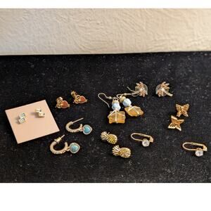 Lot of Eight Pair Gold Tone Pierced Earrings